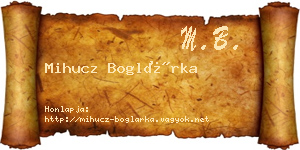 Mihucz Boglárka névjegykártya